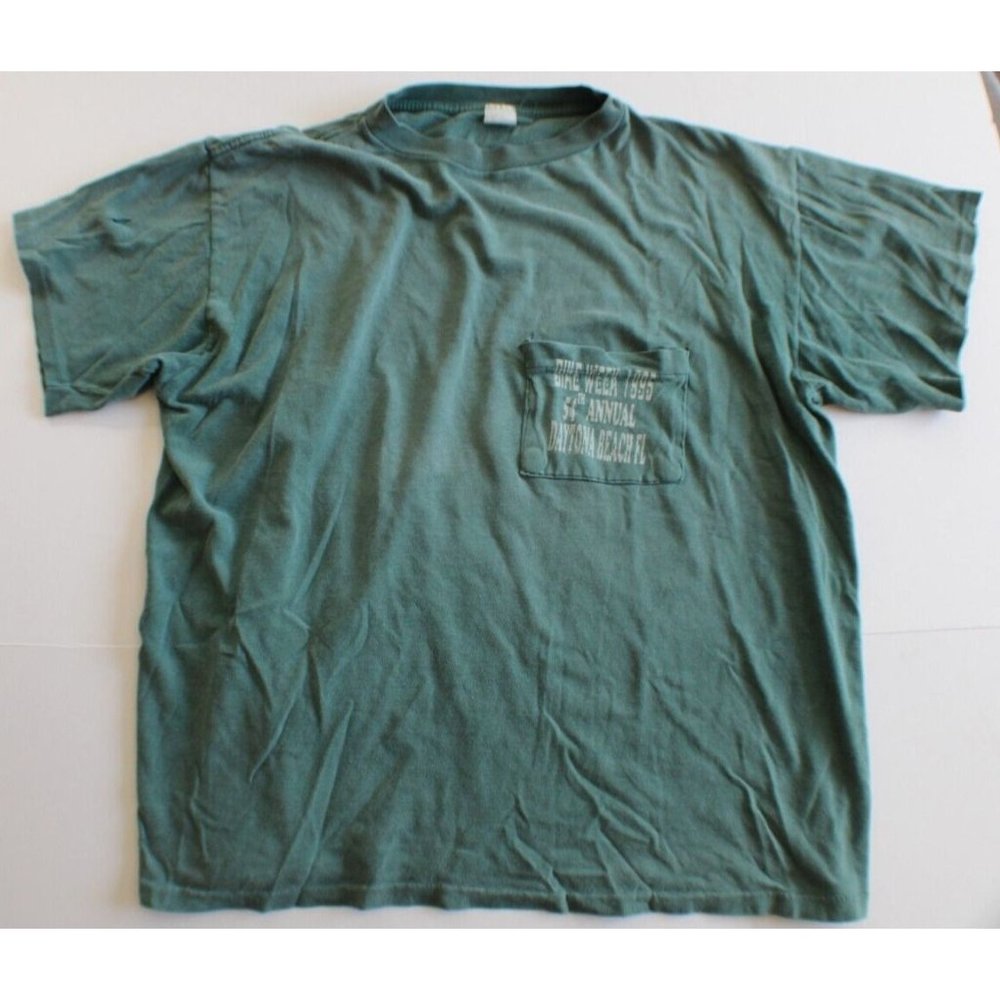 54th Annual Daytona Beach FL Bike Week Shirt 1995 Size Large - WORN‎ POCKET
